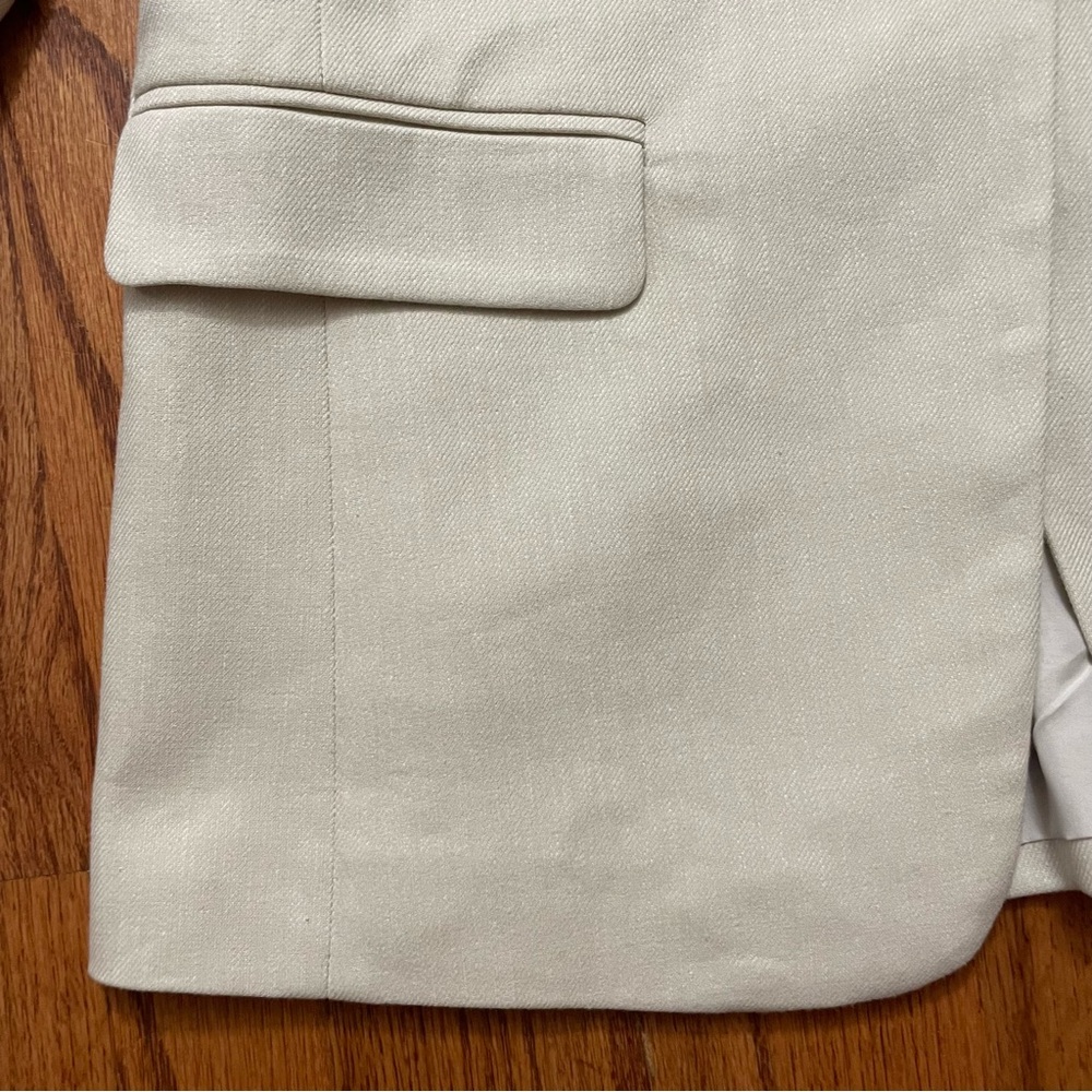 NWT LOFT neutral cotton linen blend single button blazer size 00 P petite - Picture 4 of 13